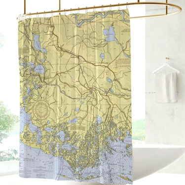Nautical Chart Shower Curtains, Louisiana Coastal Maps